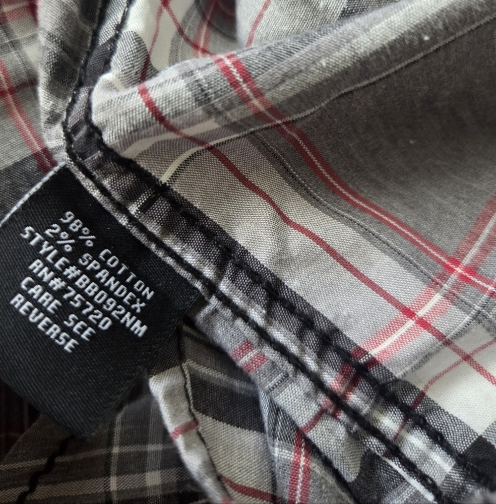 Buckle Black Men's Gray Plaid Shirt Sz.XXL - Picture 5 of 9